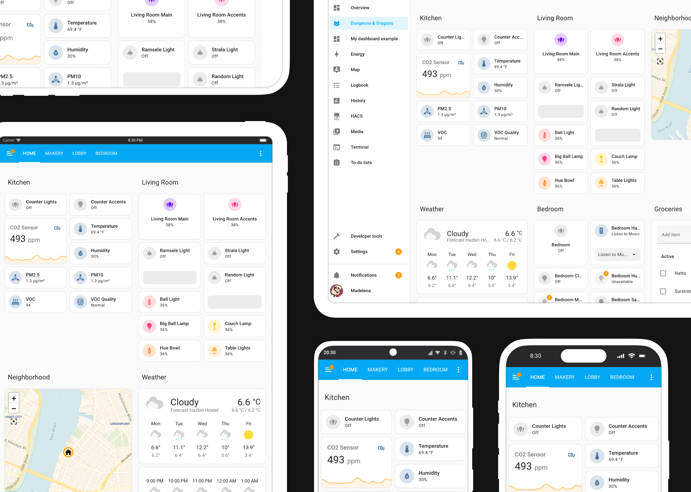 Sections view adapt nicely to different screen sizes.