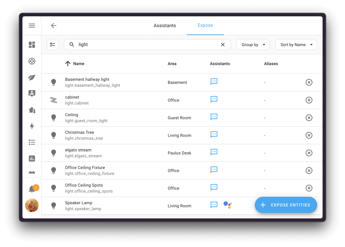 Exposing devices to Assist to limit control