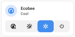 Screenshot of the tile card with the climate HVAC modes feature