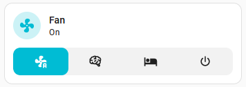 Screenshot of the tile card with the fan preset modes feature