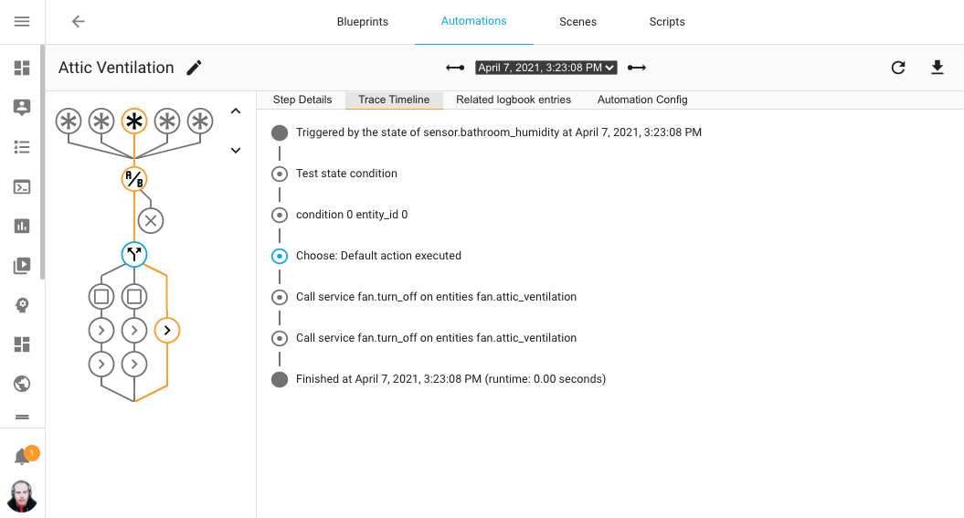 Automation tracing example